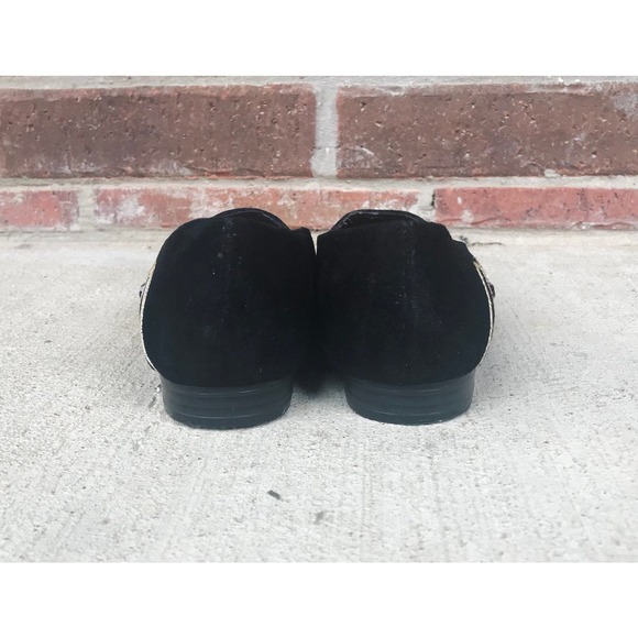 vintage 80s COLORFUL JEWELS black suede pointy FLATS unique avant garde rainbow - Picture 9 of 10